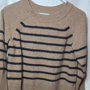 Next Women's Tan and Black Striped Sweater